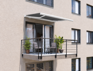 AWN_MA_EU_WHI_2015_GRY_01 — Tenda da sole 2 × 1,5 m, montaggio a parete su balcone