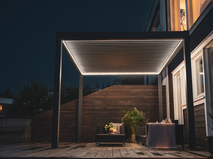 Pergolux Pergola with Pergolux LED light, warm white