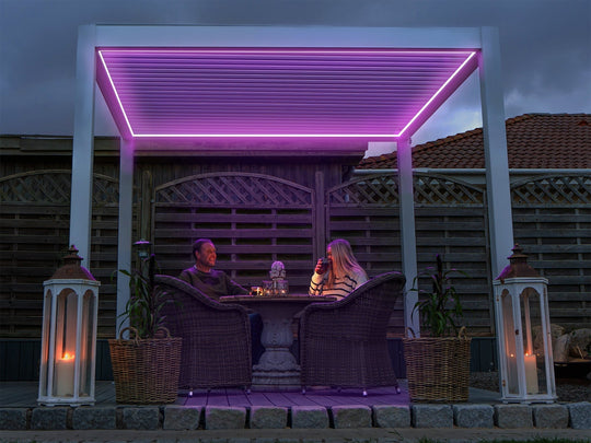 Pergolux Pergola with Pergolux LED light, purple/pink color