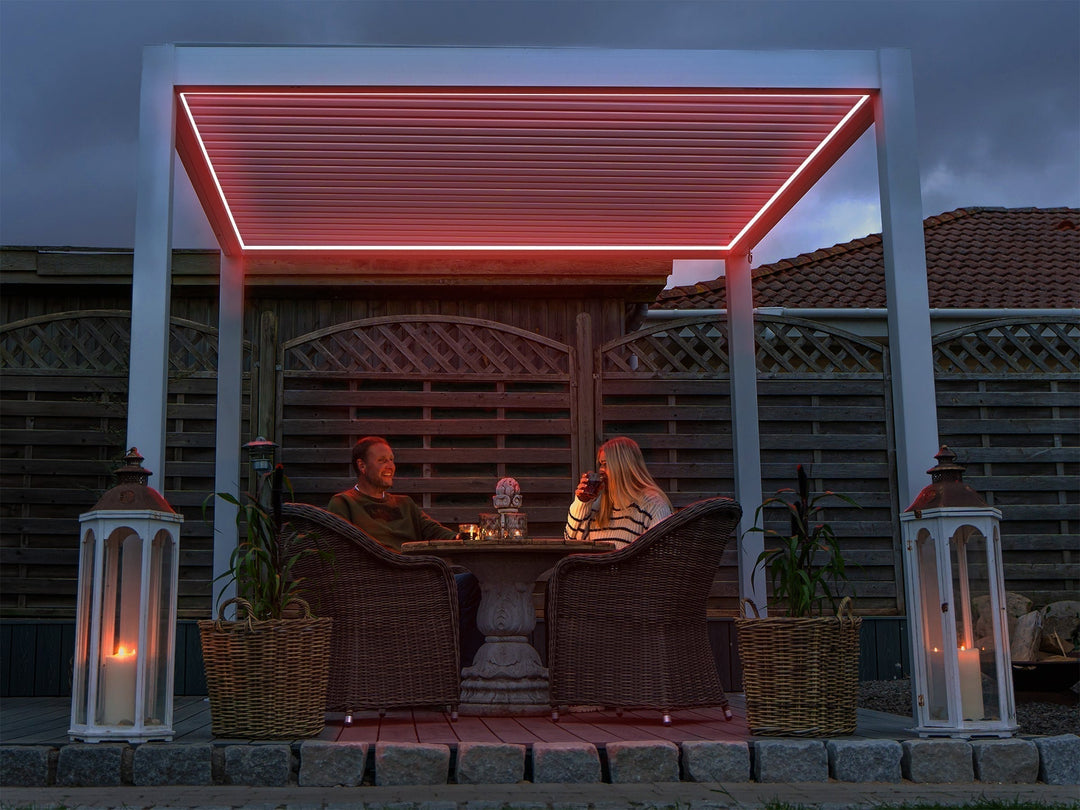 Pergolux Pergola with Pergolux LED light, red color